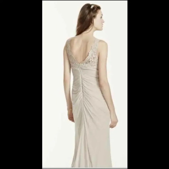 David's Bridal Grey Lace Bridesmaid Dress Size 6 - Picture 5 of 12